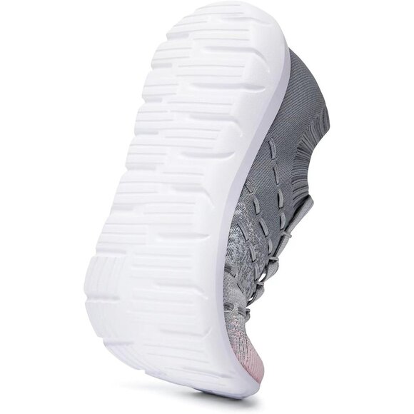 Women's Grey Running Breathable Knitting flexible Mesh Sports Shoes Sneakers - Picture 4 of 6